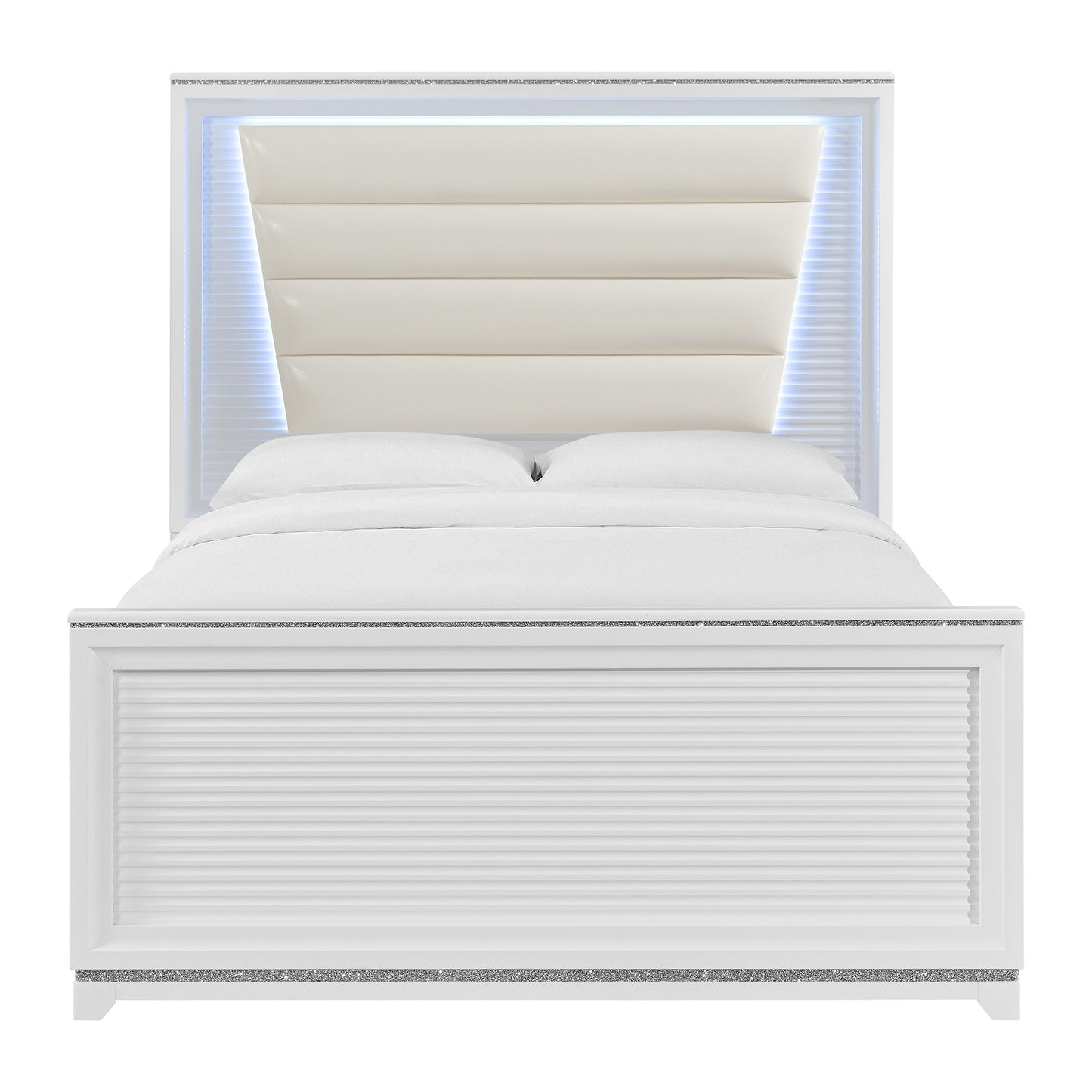 Denmark Full UPH Bed with Lights in White