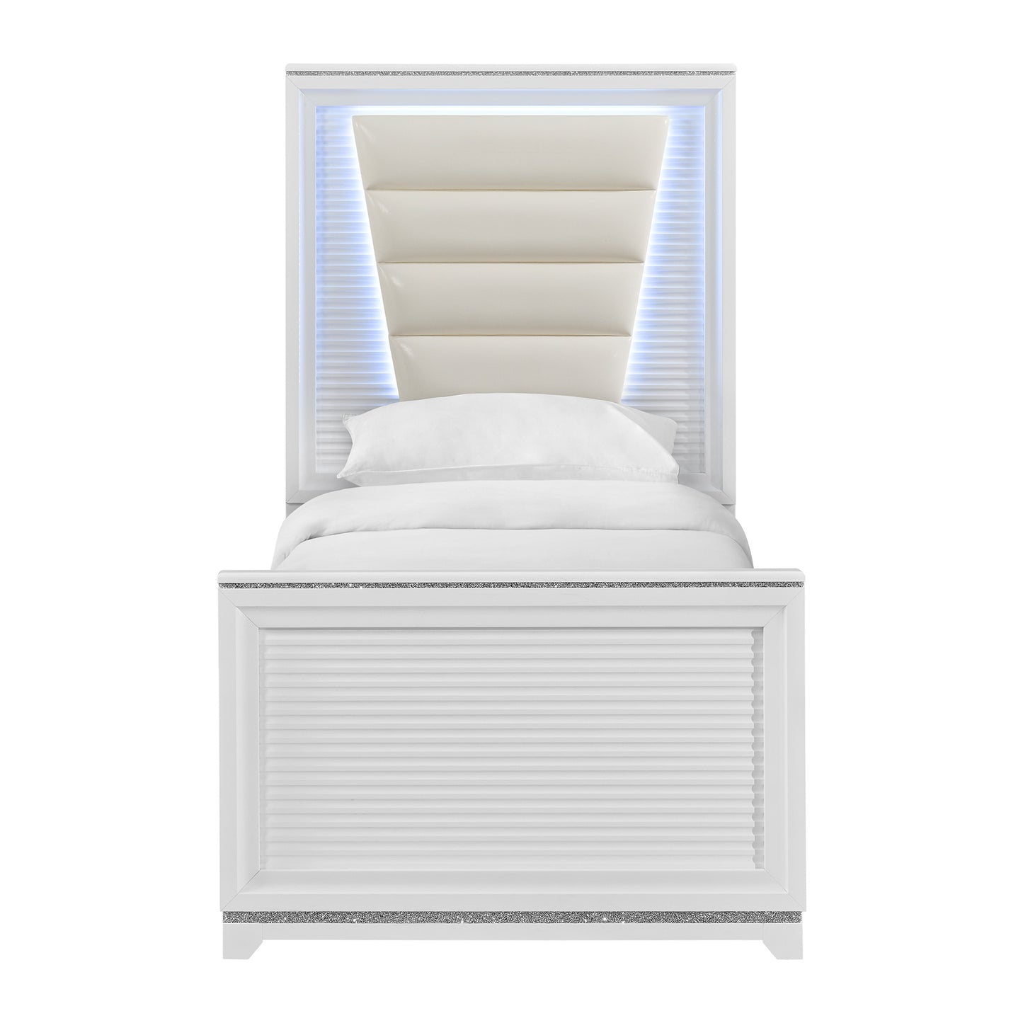 Denmark Twin UPH Bed with Lights in White