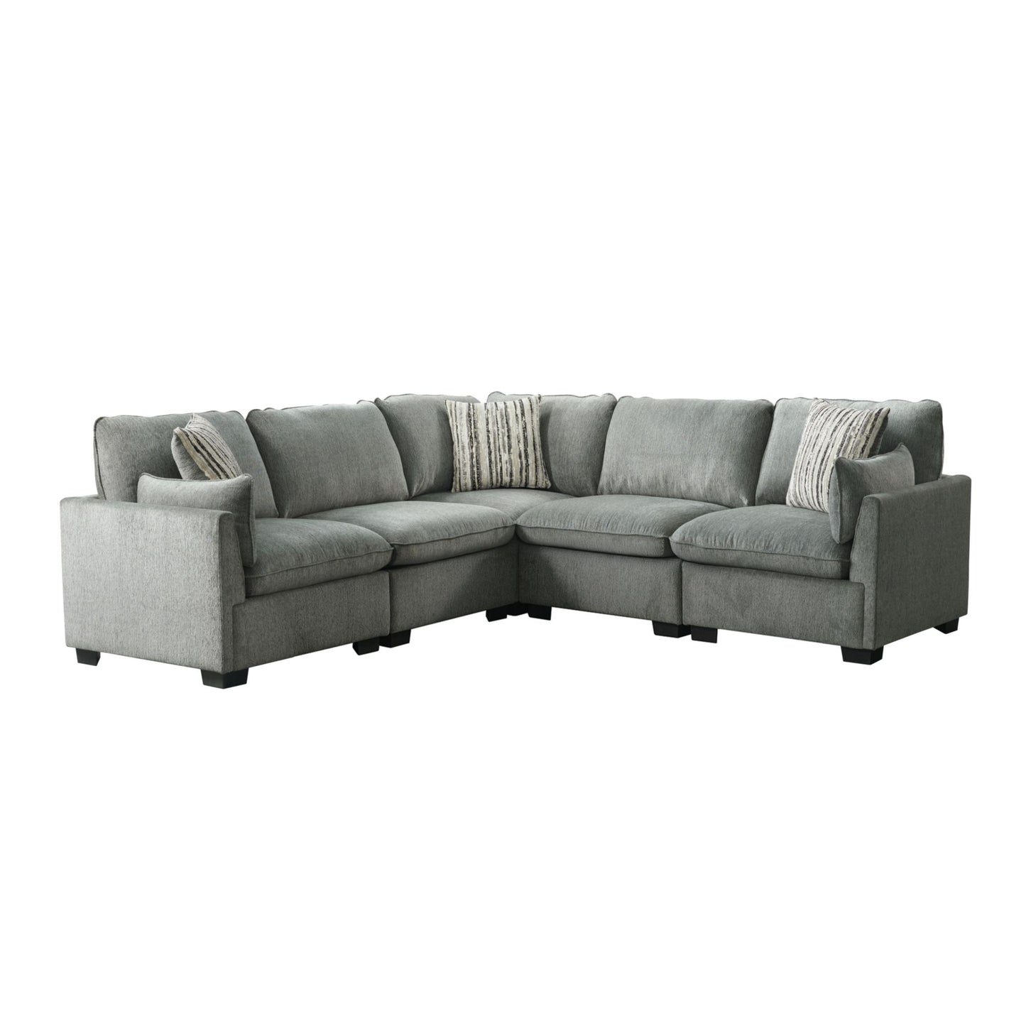 Deville Modular 5PC Living Room Set in Nova Grey