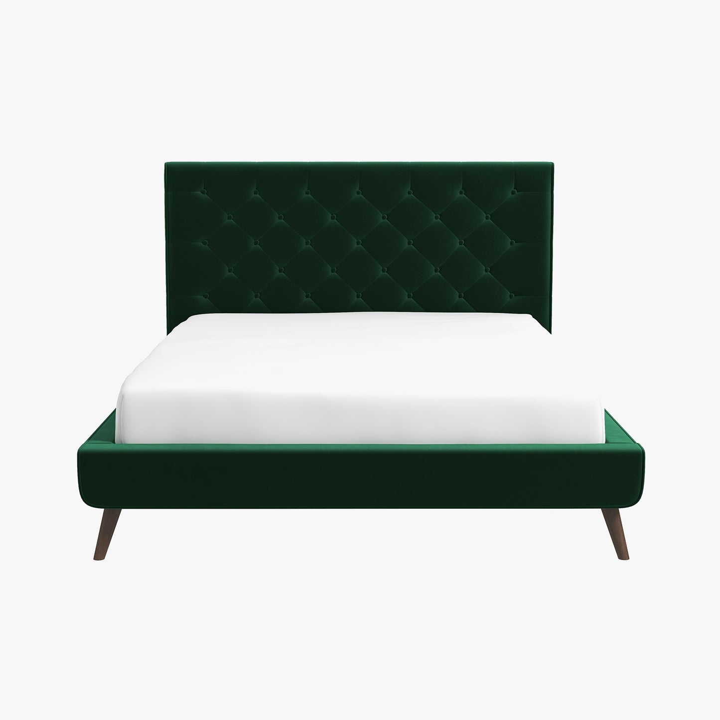Dillon Dark Green Velvet Platform Bed (Queen Size)