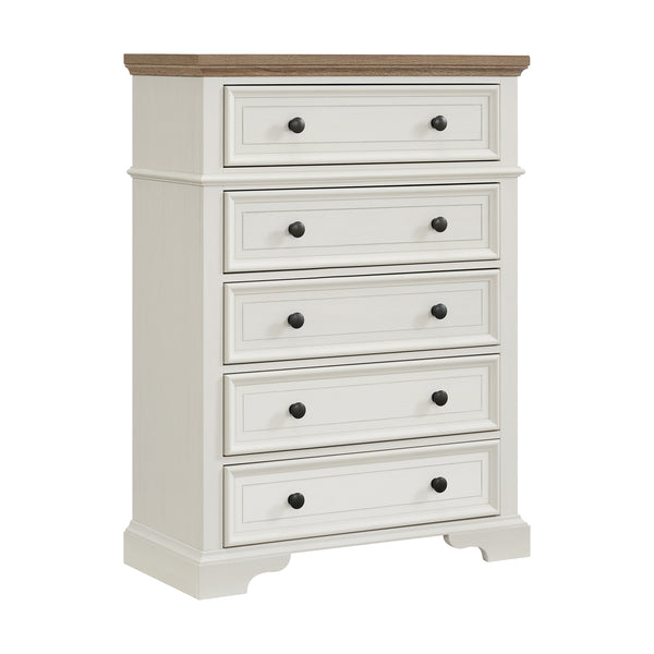 Eastwood Youth 5-Drawer Chest In Brown And Off-White