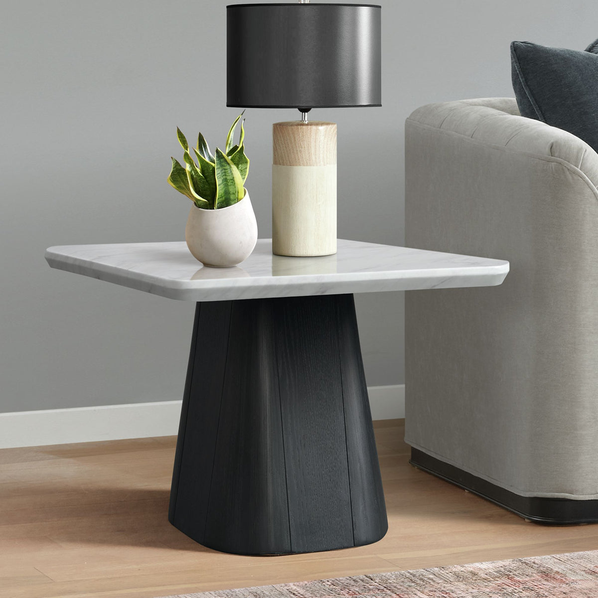 Edison End Table In White And Black