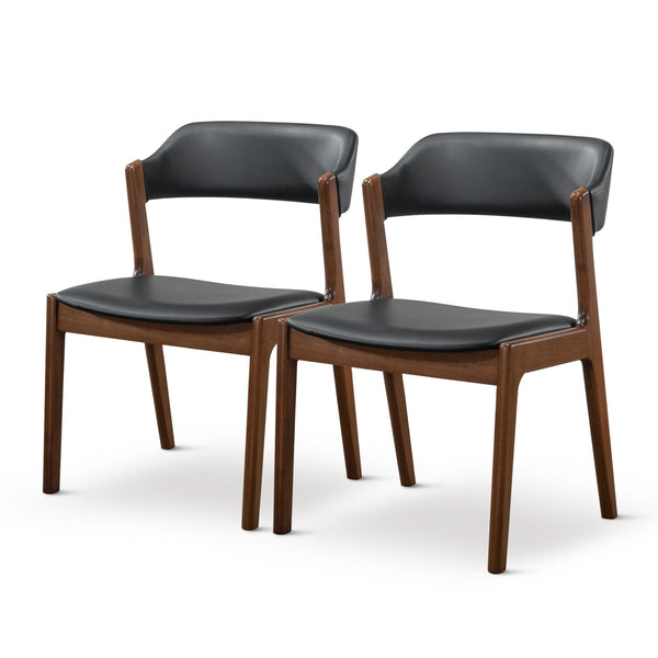 Silla de comedor Enzo de cuero negro (juego de 2)
