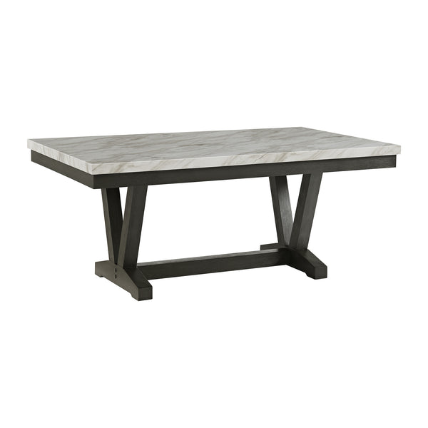 Everdeen Dining Table W/ White Faux Marble Top In Charcoal