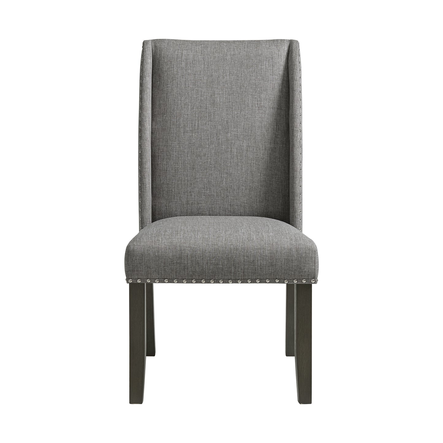 Everdeen Side Chair w/ Grey Fabric and Nail Heads in Charcoal (2 Per Carton)
