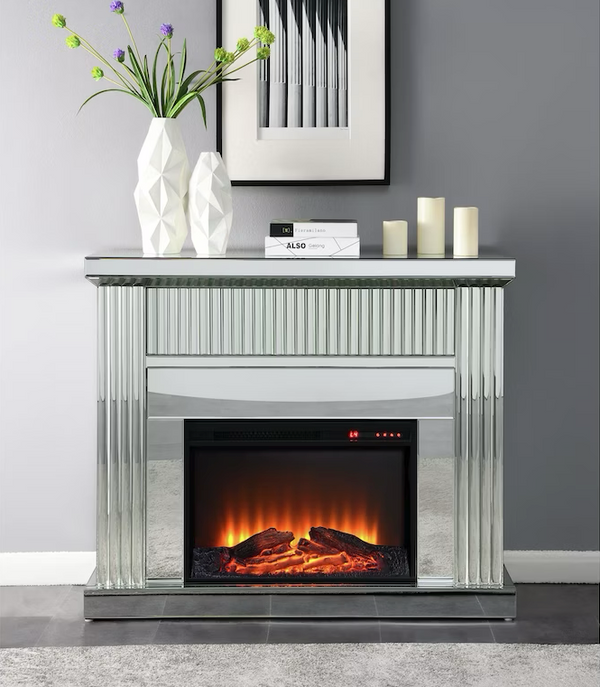 Ardell Fireplace With Modern Grey Finish And Remote Control
