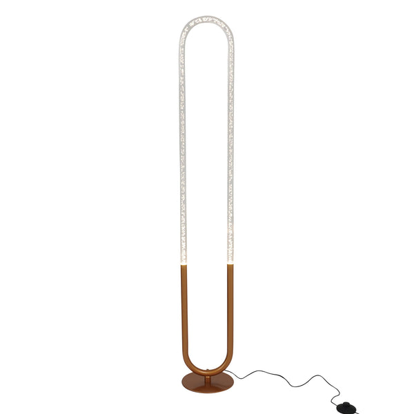 Lámpara de pie LED Zeon en dorado grueso y transparente