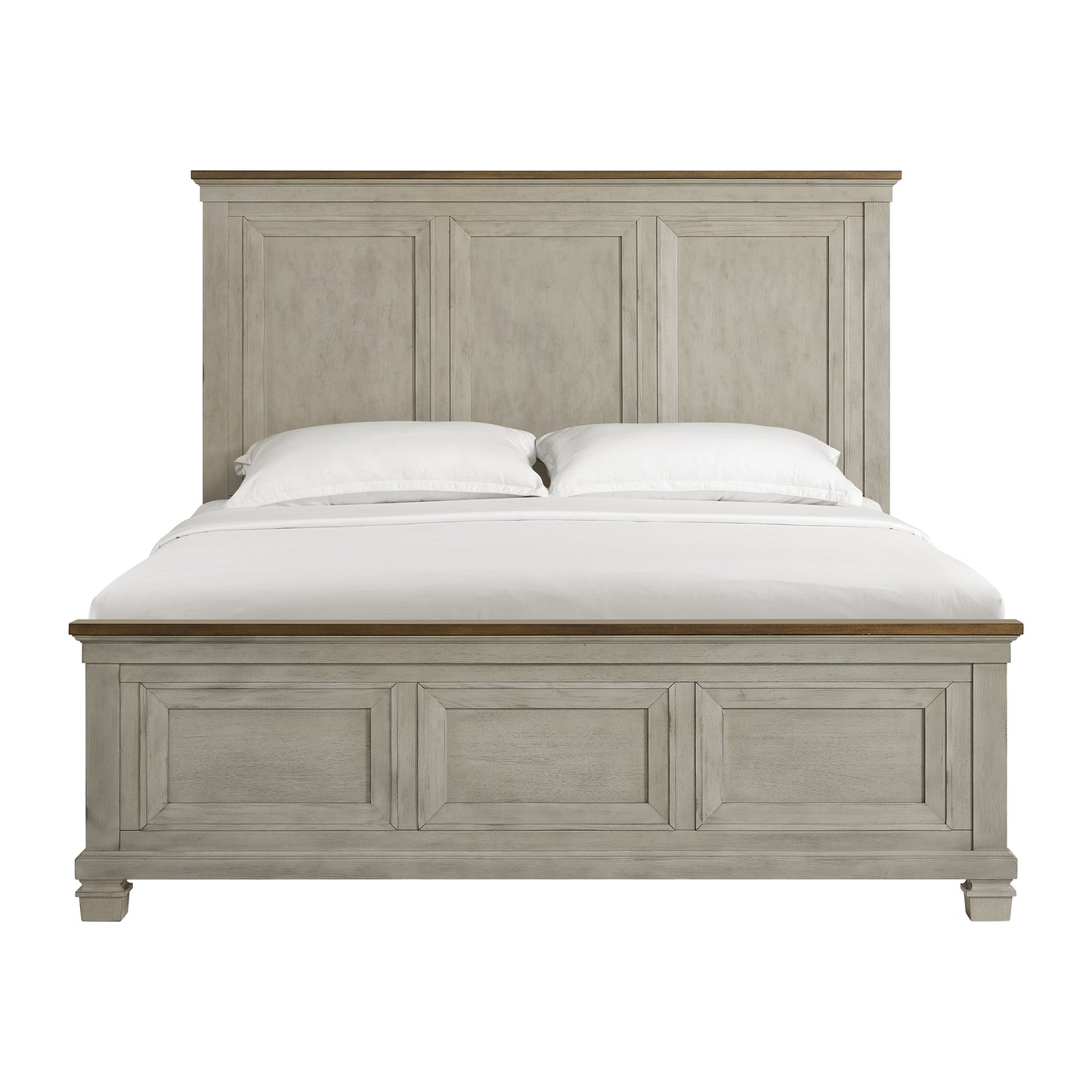 Farmington King Panel Bed in Medium Brown and Washed Stone