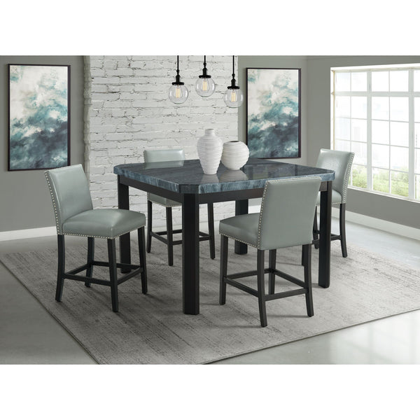 Francesca Grey Marble Square 5Pc Counter Height Dining Set-Table & Four Grey Pu Chairs