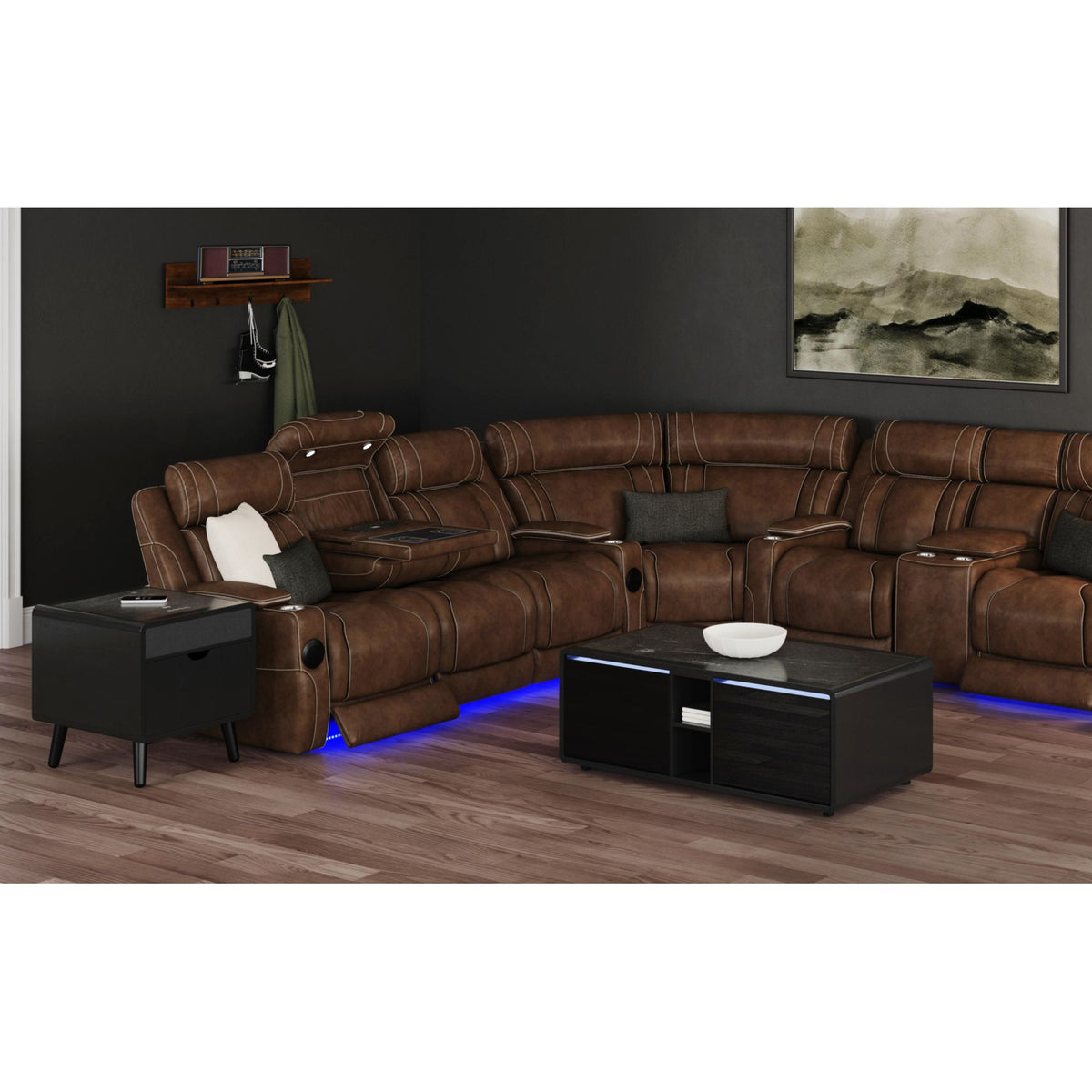 Halo 2Pc Smart Occasional Table Set In Black-Smart Coffee Table & Square Smart End Table