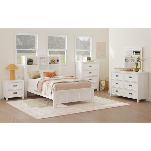 Hampton Kids Full Bookcase 5Pc Bedroom Set In White
