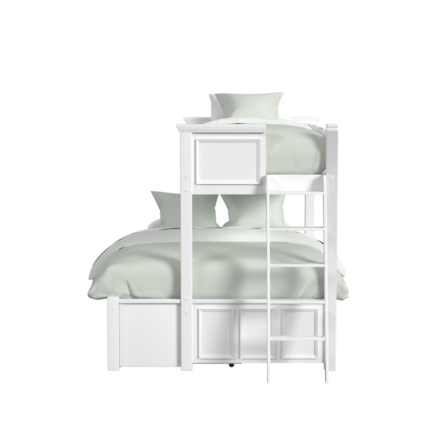 Hampton Kids Twin Over Full Bunk with Ladder and Trundle in White