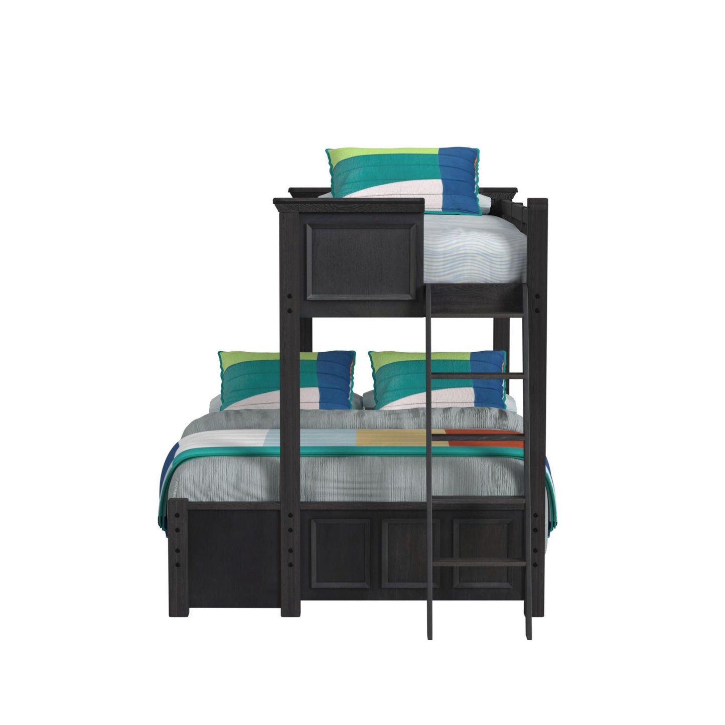 Hampton Kids Twin Over Full Bunk with Ladder in Charcoal