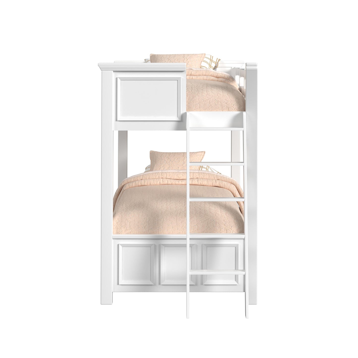 Hampton Kids Twin Over Twin Bunk with Ladder in White