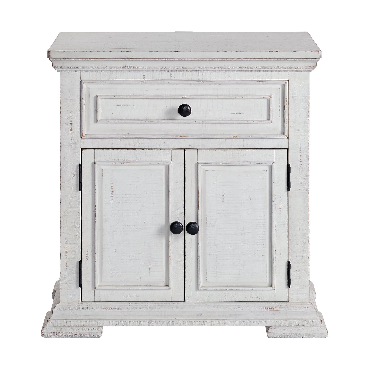 Heather 1-Drawer Nightstand with USB in Rustic White