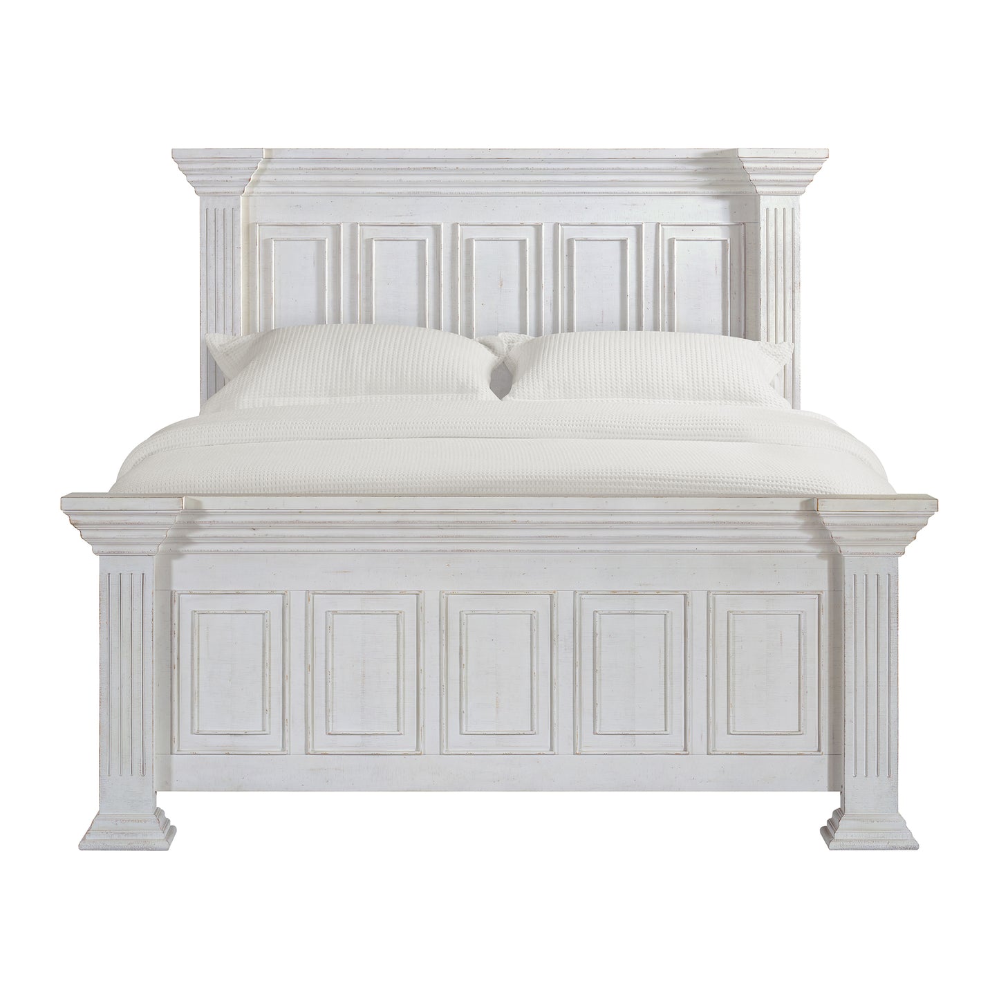 Heather King Panel Bed in Rustic White