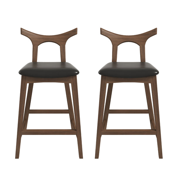 Silla de bar cuadrada tapizada de madera maciza Hester (juego de 2)