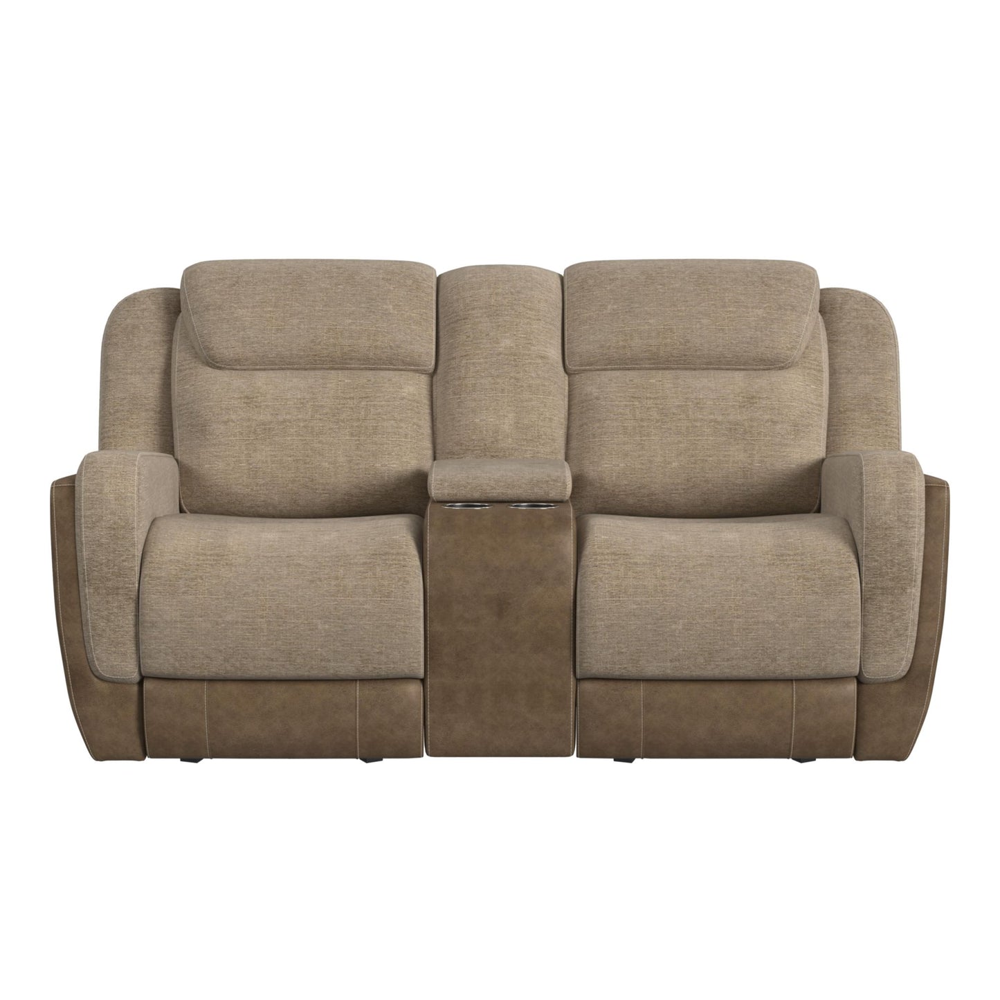 Hornet Motion Glider Loveseat with Console in Rancho Beige