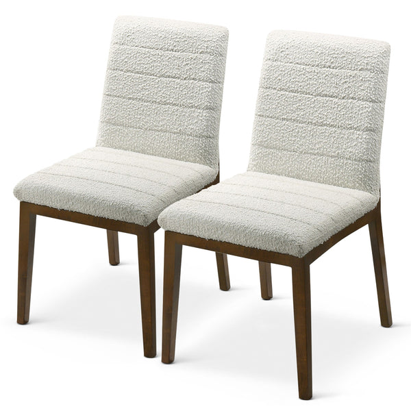 Silla de comedor Inés de bouclé blanca (juego de 2)