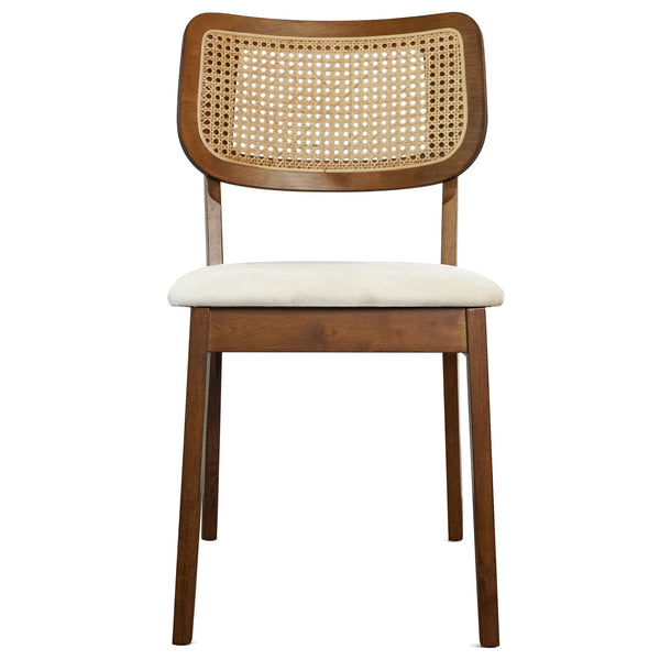 Sillas de comedor Kaden de terciopelo crema (juego de 2)