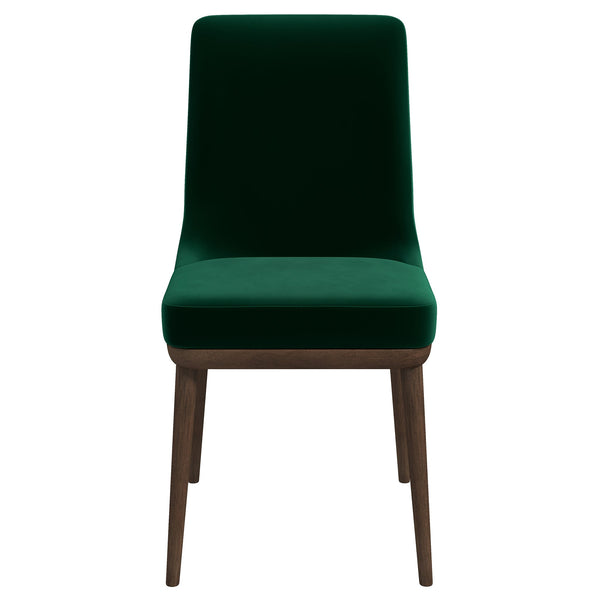Silla de comedor Kate Green de terciopelo y madera maciza (juego de 2)