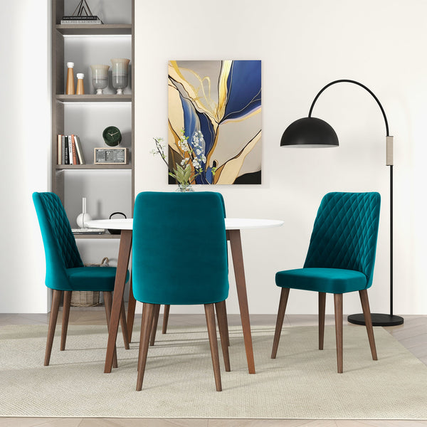Silla de comedor Katie de terciopelo verde azulado (juego de 2)