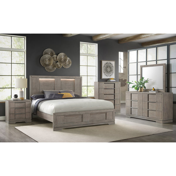 Kelis Queen Panel 3Pc Bedroom Set With Led In Grey
