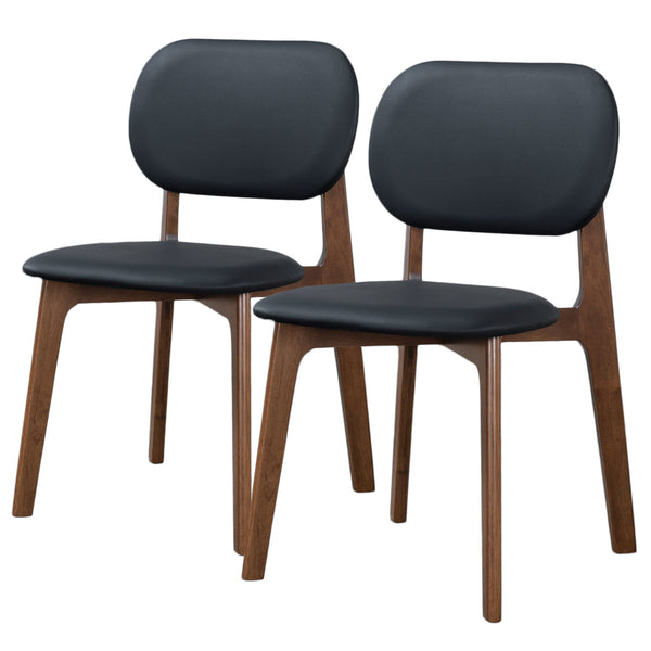 Silla de comedor Kelsey de cuero negro (juego de 2)