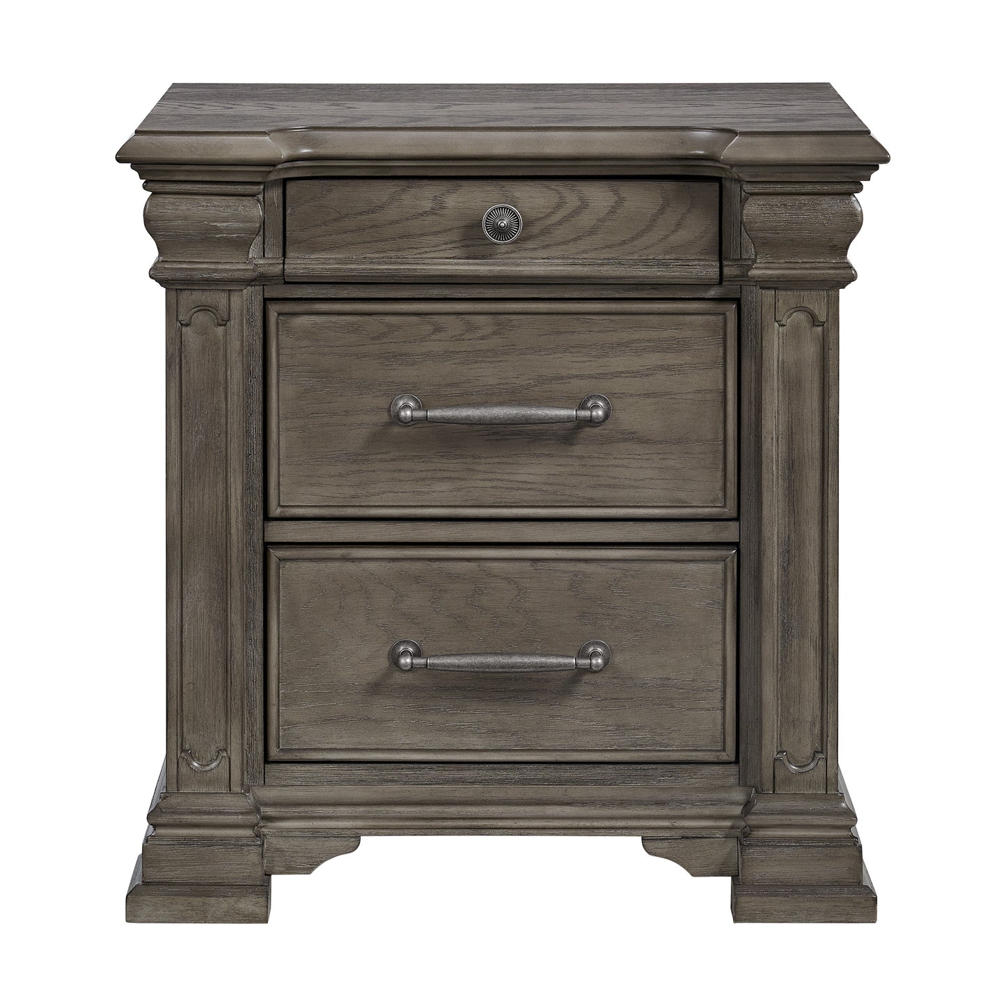 Kings Court 3-Drawer Nightstand (Sliding Top) in Grey