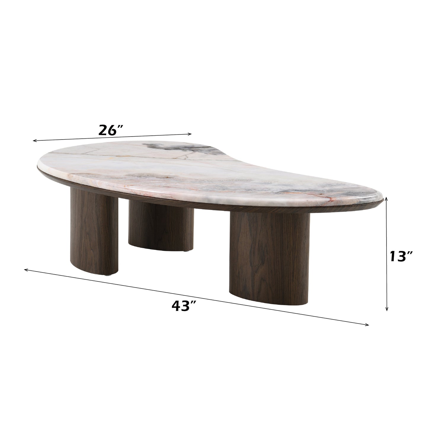 Hanale Irregular Coffee Table with Natural Marble Top