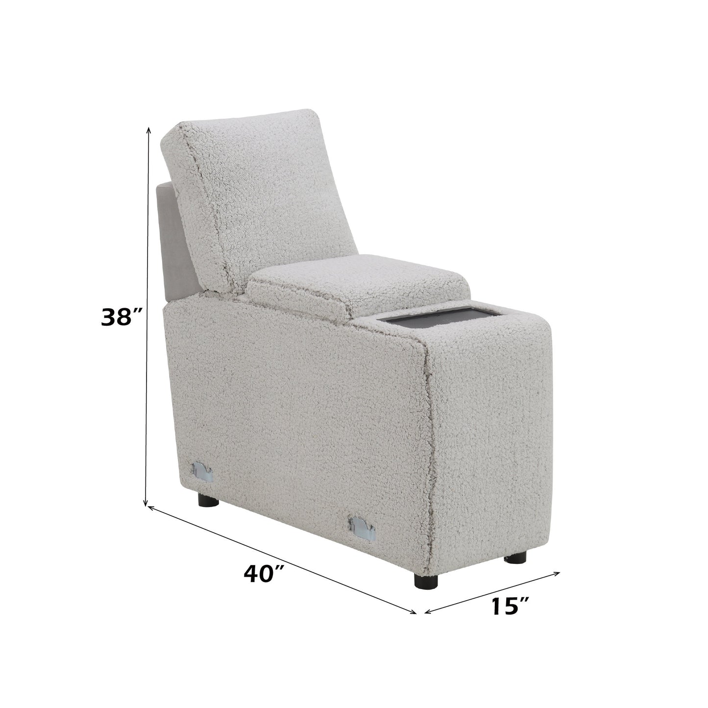 Tarrance Sherpa and Velvet Upholstered Modular Console with Storage, Wireless Charging and USB Port