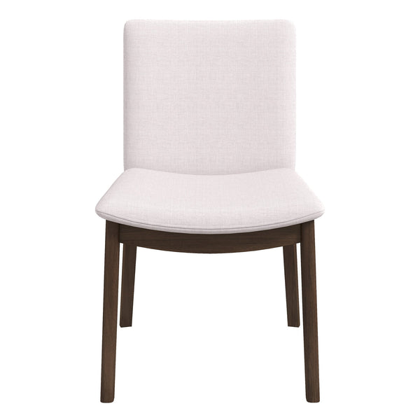 Silla de comedor Laura de madera maciza de lino beige (juego de 2)