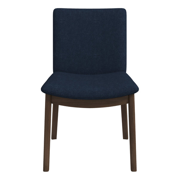 Silla de comedor Laura de madera maciza de lino azul (juego de 2)