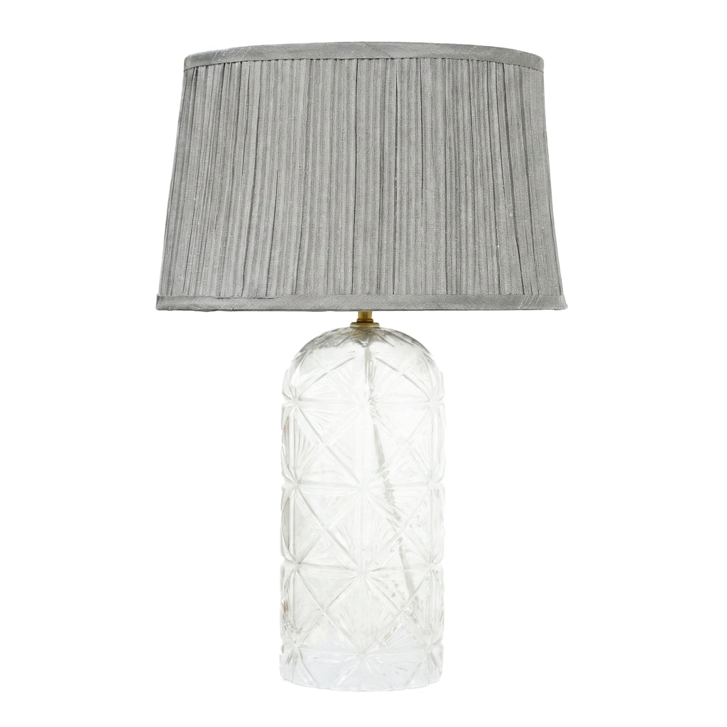 Lámpara de mesa Luxora dorada - Transparente y gris