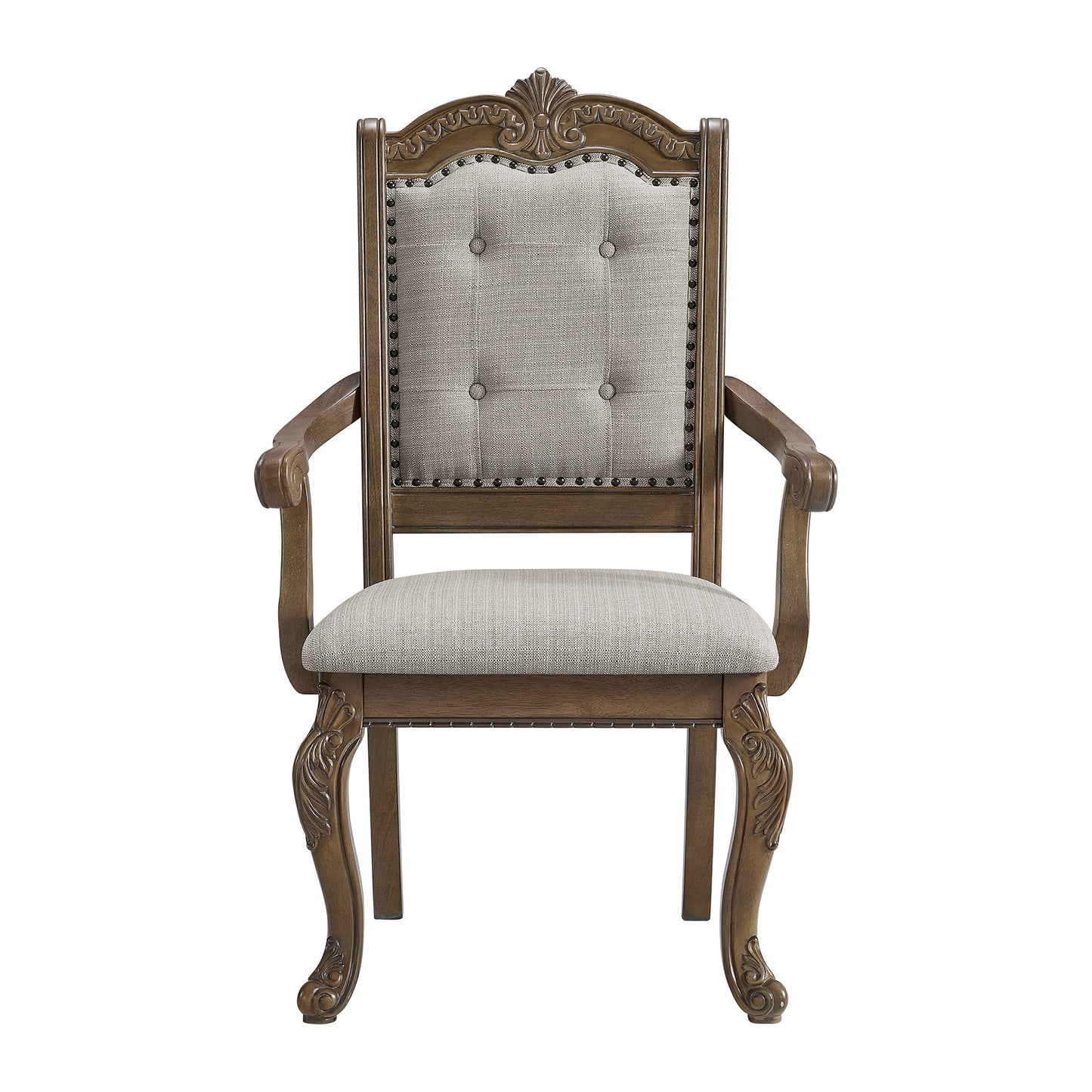 Madison Park Dining Arm Chair with Beige Fabric in Walnut (2 Per Carton)