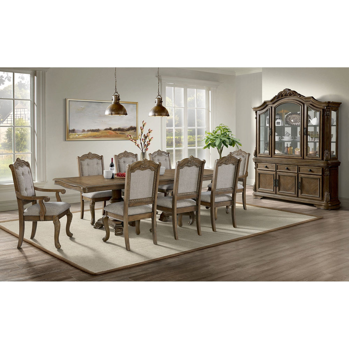 Madison Park Server And Hutch With Led In Walnut