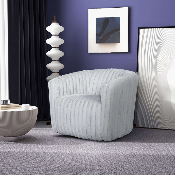 Silla giratoria Mira de tela de felpa suave color gris claro
