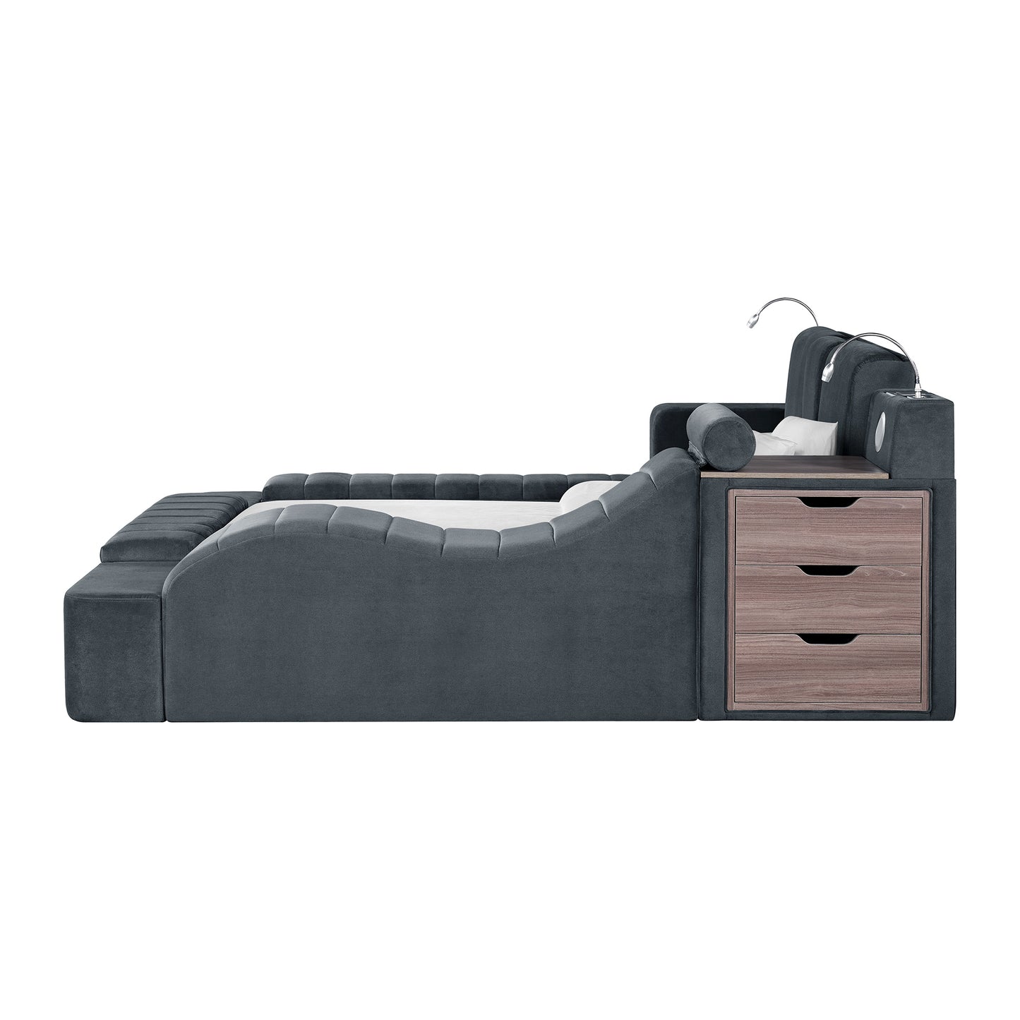Ottawa Interchangeable Side Storage Bench in Grey Linen