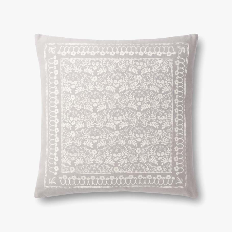 Rifle Paper Co. x Loloi Pillows P6045 Grey / Ivory