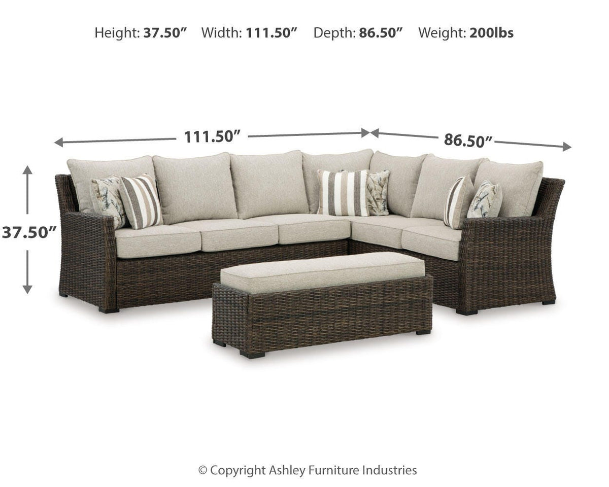 Brook Ranch Sofa SEC/Bench w/CUSH (3/CN)