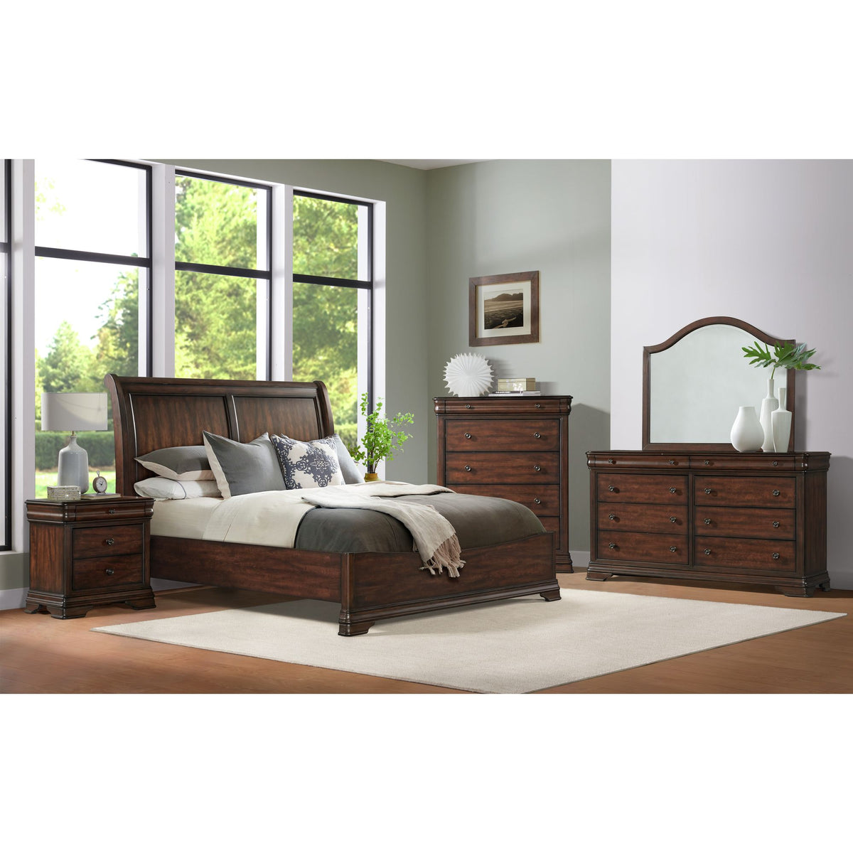 Phillipe 3-Drawer Nightstand With Usb In Cherry