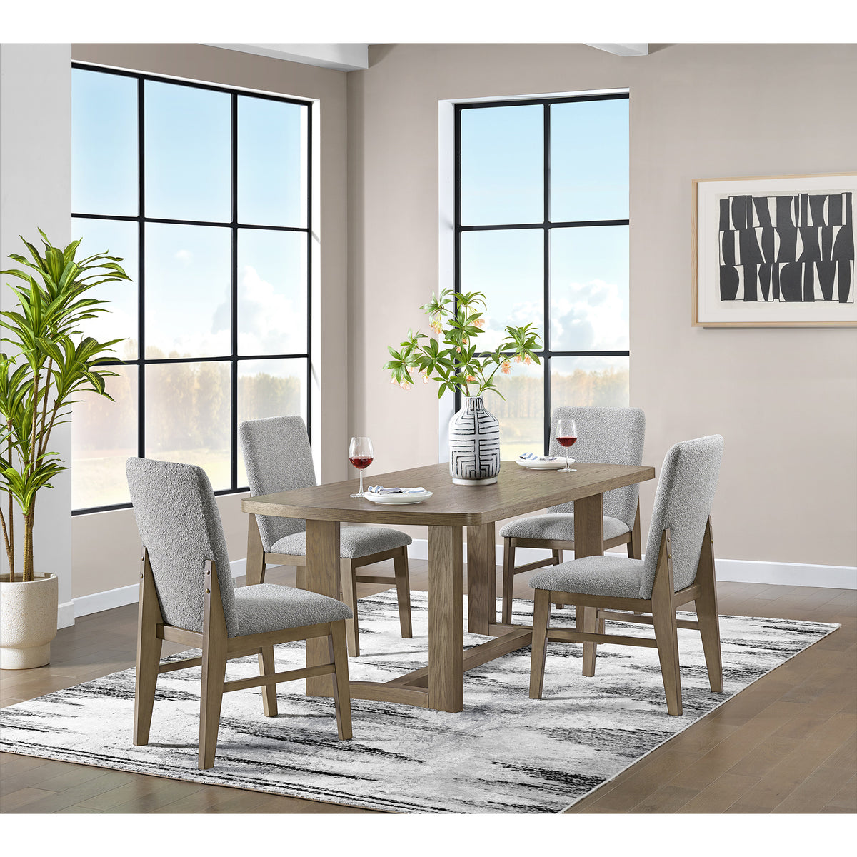 Portland Rectangular Dining Table In Grey