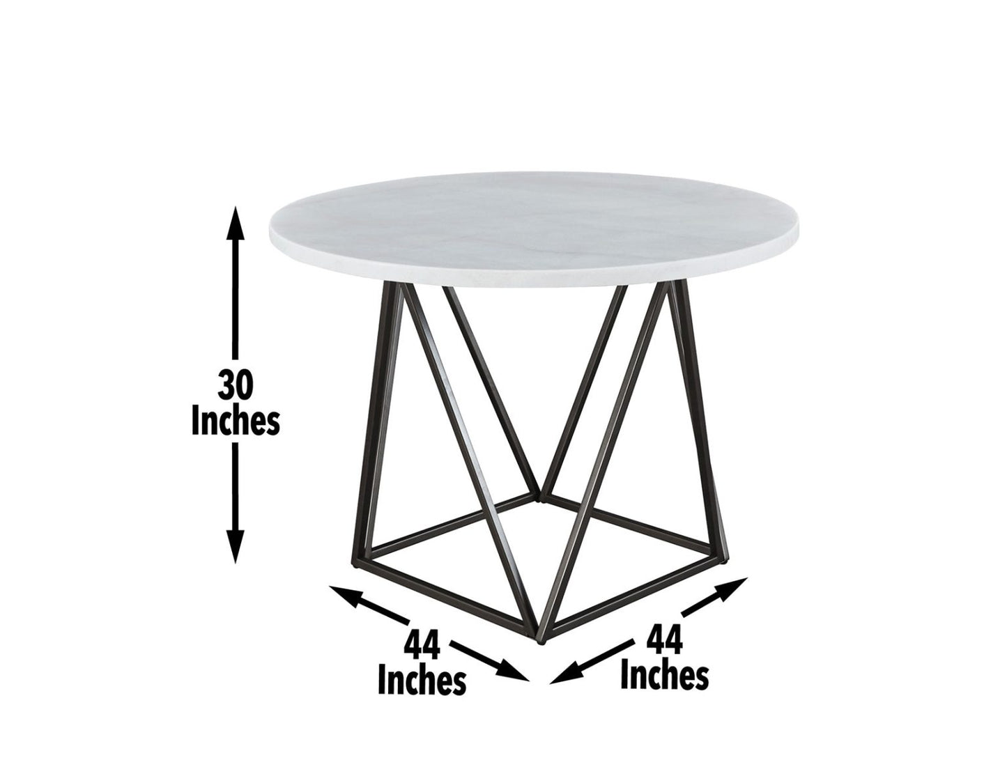 Mesa de comedor redonda de mármol blanco Ramona de 44 pulgadas