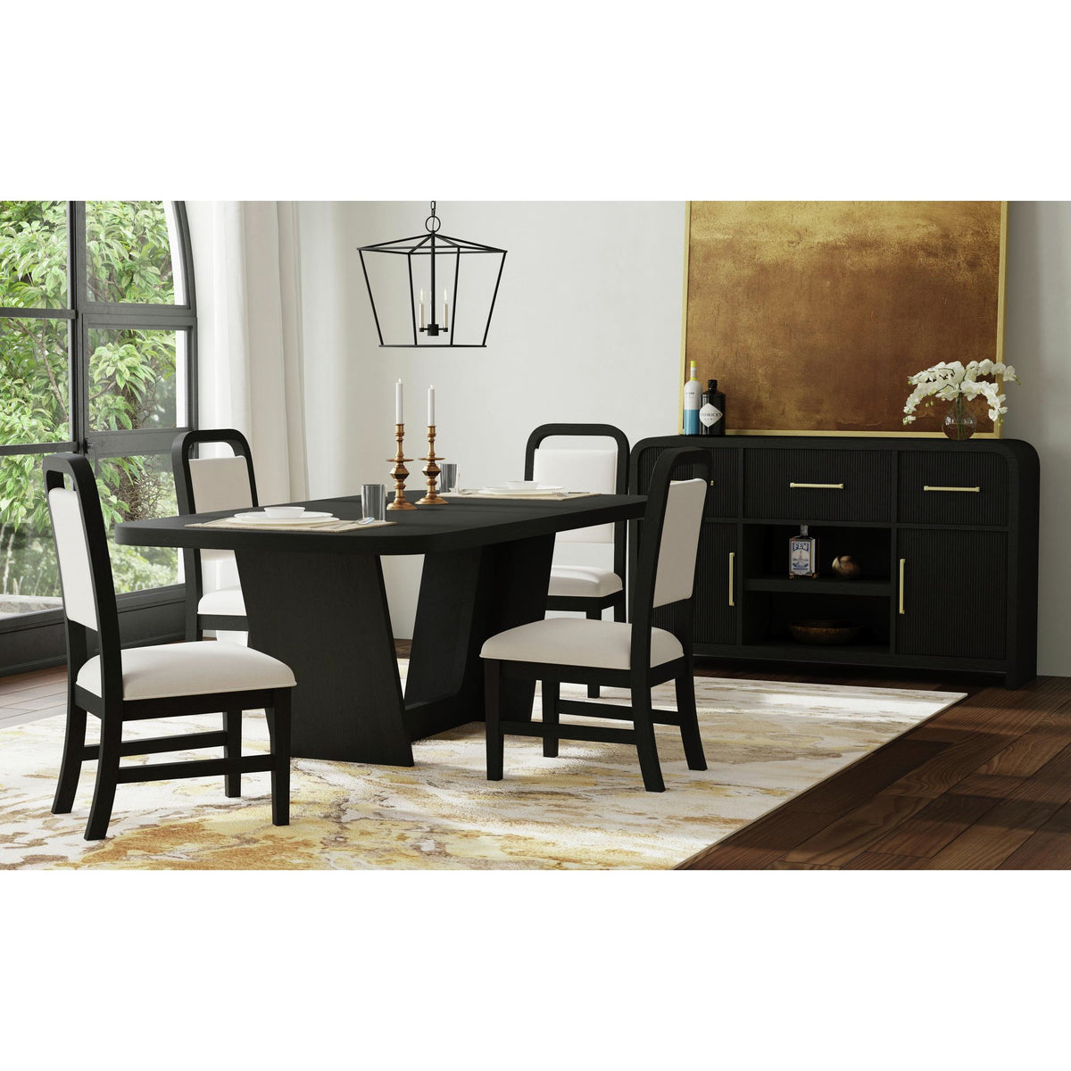 Ridgemont Rectangular Dining Table In Black With Grain