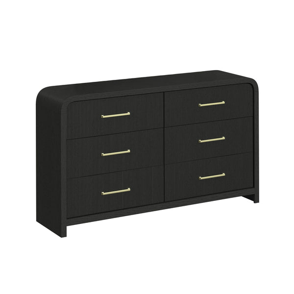 Ridgemont 6-Drawer Dresser In Black With Grain