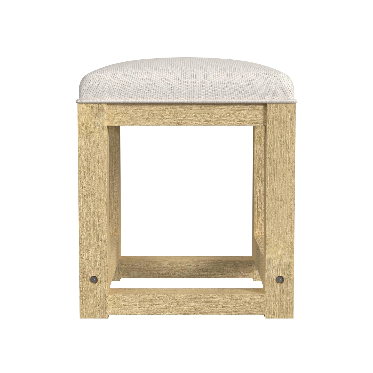 Ridgemont Dressing Stool with White Fabric Cushion in Natural