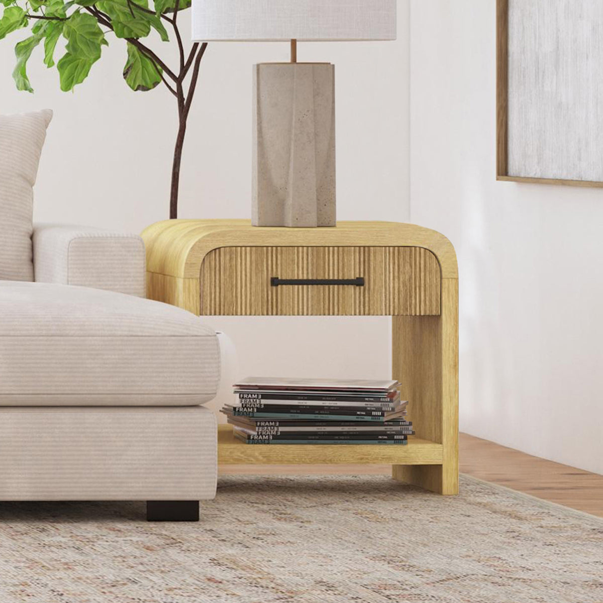 Ridgemont End Table With Usb In Natural