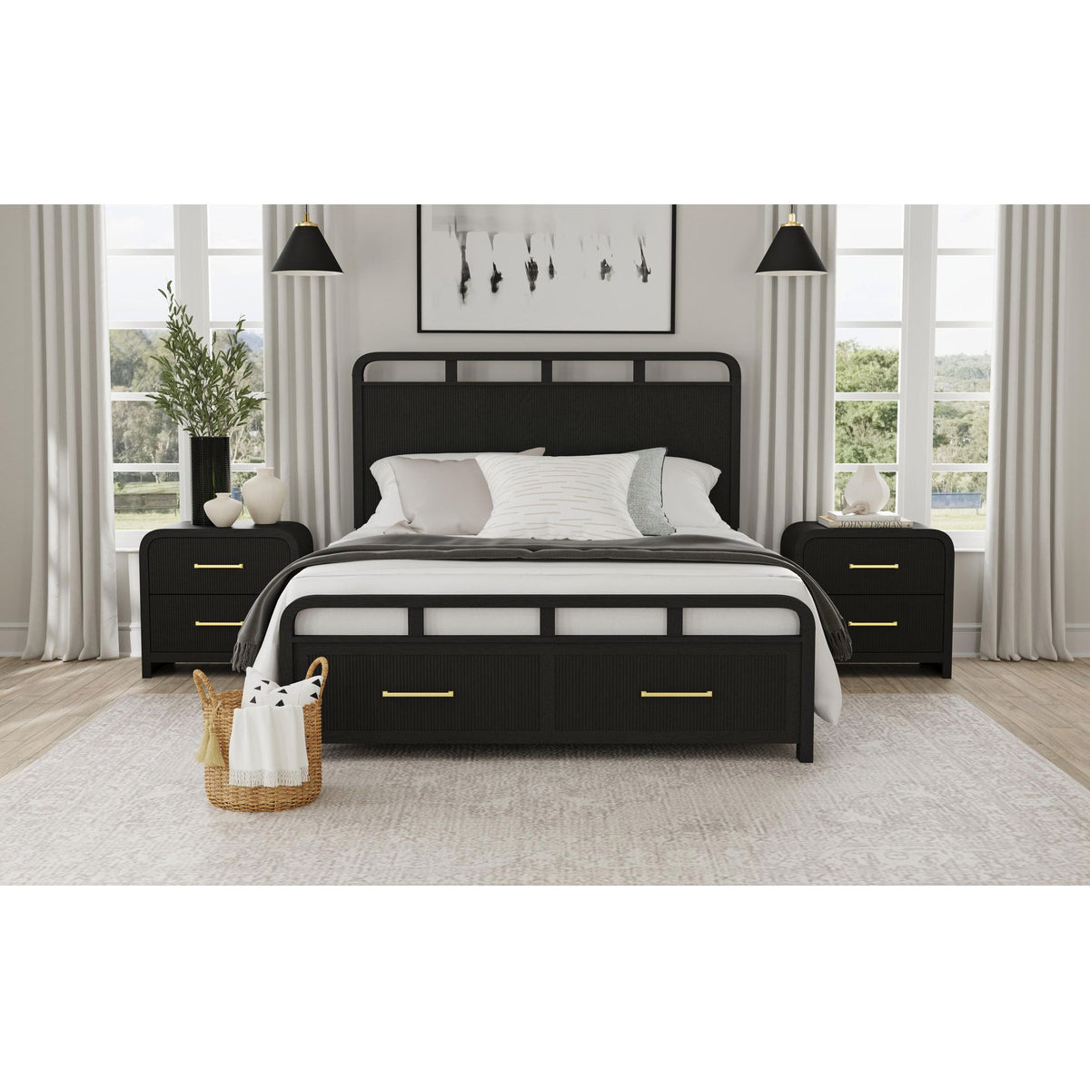 Ridgemont Queen Storage Bed In Black With Grain