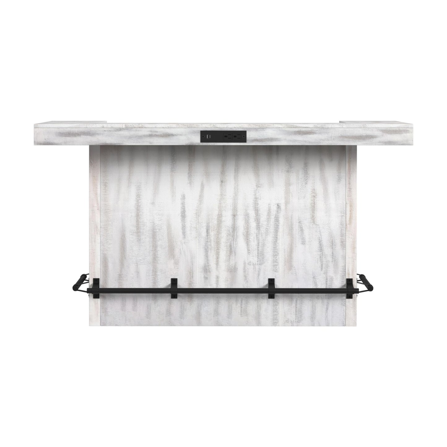 Rogen Rustic Bar Table with Ice Tray, USB and Power in Rustic White