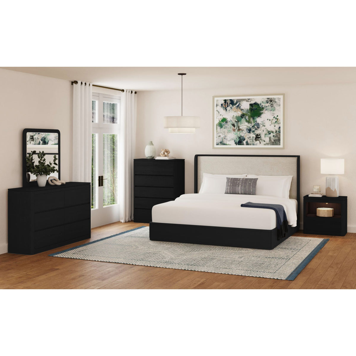 Rosalie Nightstand With Usb And Led In Black